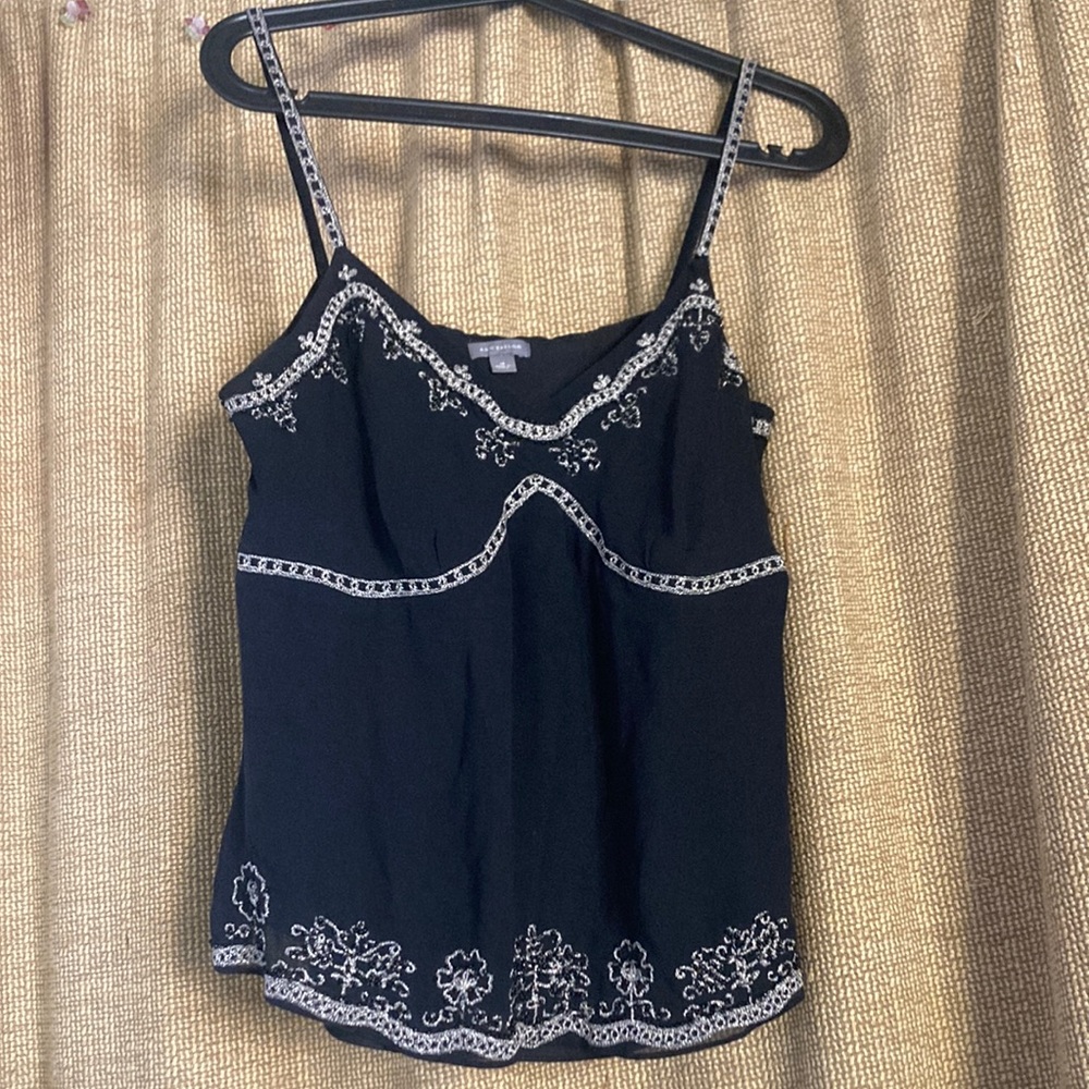 Black Embroidered Women's Top